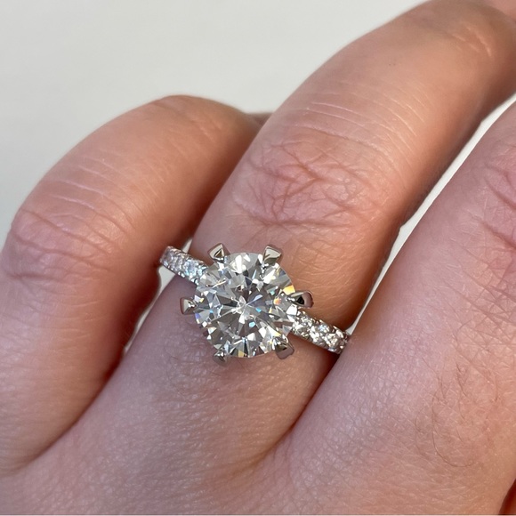 2.00ct 6 Prong Round Diamond CZ Engagement Ring Sterling Silver - Picture 13 of 15